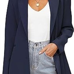 Womens Casual Blazers Long Sleeve Lapel Open Front Button Work Blazer Jackets with Pockets-2