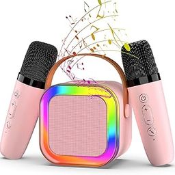 Karaoke Machine with 2 Mic, Wireless Microphones for Kids Adults Toddler with LED Party Lights, Mini Kids Microphone Christmas Birthday Gift for Girls Toys 4, 5, 6, 7, 8, 10 12+ Years Old 【Pink】-image-84