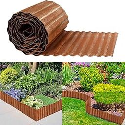 Landscape Edging Border 6inch x 20ft- Corrugated Metal Garden Edging - Lawn Edging Borders - Galvanized Edging Long Strips Yard Border for DIY Flower Beds, Plants, Walkways-Brown-image-14