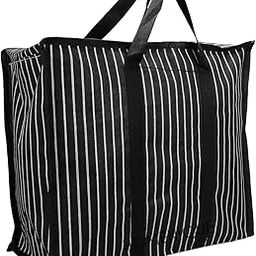 Homenique Women Made in India Multipurpose Classic Tote Extra Large Big Heavy Duty Storage Organizer Canvas Bag with Strong Handles and Base with Covers Zip (25x11x21 Inch, Black)-30
