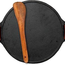Rock Tawa Dosa Tawa 12 Inch Pre-Seasoned Cast Iron with Free Wooden Spatula and Silicon grip cover-18