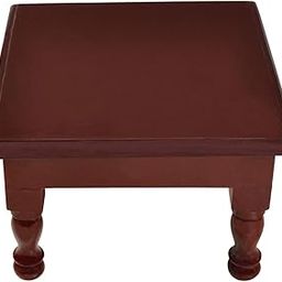 Lalhaveli Diwali Decorative Gifts Wooden Chowki for Pooja Room Home Decor Table Footstools 9 x 9 x 6 inches (Brown)-image-79