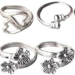 Women & Girls Metal Fancy Glossy finish Toe Ring Adjustable Bichiya/Leg Finger Ring-Combo-3 (A_C_P_110775_Silver)-image-9