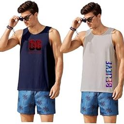 Men's Graphic Printed Cotton Regular Fit Multicolour Vest (Pack of 2)-picture-10