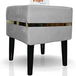FLIPSSHOPPEE Ottoman, Contemporary Footrest with Soft Padded Seat, Soft Velvet Foot Stool with Wood Legs, and Compact Square Pouf Stool for Office, Bedroom, and Living Room (18 Inch) (Gray)-image-86