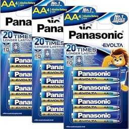 Panasonic Evolta AA Alkaline 1.5V Battery, 20 Times Longer Lasting Than Standard zinc Carbon Batteries,Anti-Leak Seal,Protects Power for up to 10 Years-Pack of 12-10