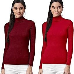 Women's Woollen Warm Full Sleeves High Neck/Inner/Skivvy for Winters Pack of 2 - Free Size-image-43