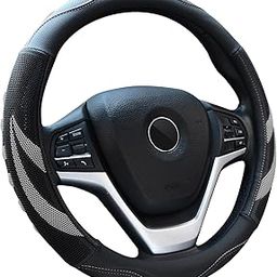 Alusbell Microfiber Leather Steering Wheel Cover Breathable Auto Car Steering Wheel Cover for Men and Women, Universal 15 Inches (Gray)-image-36
