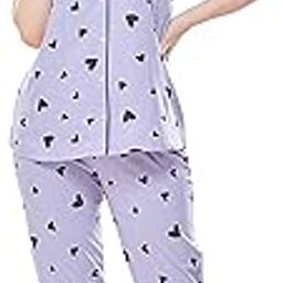 Women's Cotton Heart Printed Night Suit set of Shirt & Pajama Set 5250-picture-46