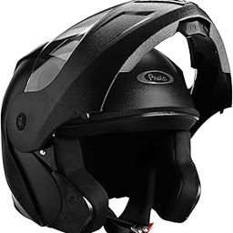 Pivalo 580MM Prox Flip Up Full Face Helmet with Outer Clear Visor Matt Finish Full Face Scratch Resistant for Bike Riding Men(Pack of 1, Black)-16