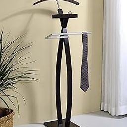 KB Designs - Modern Wood/Metal Suit Tie Valet Stand Rack, Clothing Organizer, Walnut-image-9