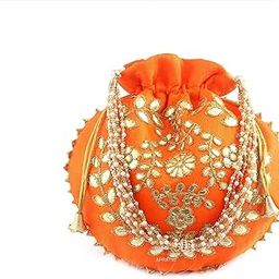 Silk Women's Girls Beautiful Gota patti Work Potli Hand Bag-07-image-31