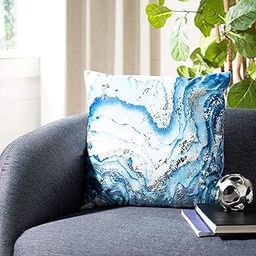 SAFAVIEH Home Jakki White and Blue Glam 18-inch Decorative Pillow Pillow-image-15