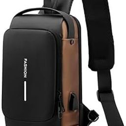 Waterproof Polyester Slim Unisex Crossbody Sling Bag Chest Backpack Mens Shoulder Bag Leisure Travel Handbag Hard Shell Anti-Theft Chest Bag (All Sling Bag)-image-64