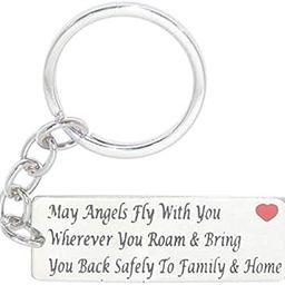 Drive Safe May Angels Fly with You Engraved Key Chain for Women, Men Silver Key Chain-picture-53