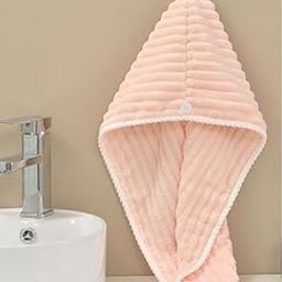 DIVYAM Hair Towel Wrap for Women Microfiber (Pink Color) Set of 1 | Quick Drying Towel for Hair with Elastic Loop for Tying | Magic Hair Head Towels Wrap for Ladies-image-72