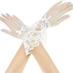 Floral Bowknot Lace Short Gloves Women Bridal Wedding Party Costumes White | Womens Accessories |Gloves & Mittens-image-19