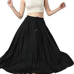 Unique Polycotton Blooming Flared Long Stitched Flare Skirt for Women/Girls for Home/Outing/Office-image-10