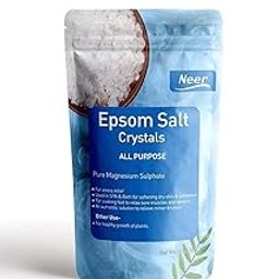 Neer All Purpose Epsom Salt Magnesium Sulphate 454 gm Therapeutic Spa Treatment Softens Dry Skin Relaxing Foot Soak Pain Relief Exfoliating Scrub Everyday Remedy for Aching Muscles Speeds Up Plant Growth Single Pack-44