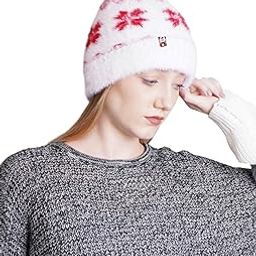 Women's Faux Fur pom Knitted Cap Christmas Winter Cap Latest Winter Beanie Fashion for Women Trendy Woolen Cap Fluffy Elegant Beanie for Party Occasion Gift Women Girls Lady-image-37
