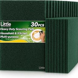 Little Life List - Large Scrub Pad for Utensils, Heavy Duty Super Scrubber to Cleaning Dish, Utensil, Vessel in Kitchen, Big Size 10x15 Cm, Green, Pack of 30-image-30