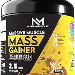 Nutrimuscle Massive Muscle Mass Gainer - 2.5 lbs - Coffee Flavour For Muscle & Mass Gain-29