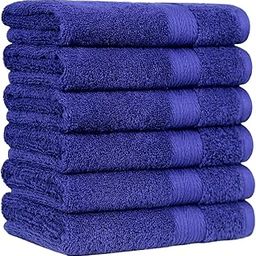 AmazonBasics Fade-Resistant Cotton Hand Towel - 500 GSM - Pack of 6, Navy Blue-10