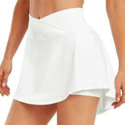 Pleated Tennis Skirts with Pockets for Women Cross Waist Athletic Golf Skorts Skirts with Shorts-image-32