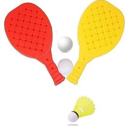 ARYANSH Shoppe Combo (Solid/Hard Plastic Badminton Racquet + Free 1 Pcs Plastic Shuttle 1 Ball Toy for Kids) Badminton Return Birthday Gift Item Multi Color (Pack of 1 Pair)-picture-31
