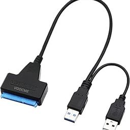 VOOCME USB to SATA Adapter,Hard Drive Adapter Cable, SATA to 3.0 Adapter Cable for 2.5/3.5 inch SSD & HDD Dual USB with 12V/2A DC Port Black (SM-DSTIII)-9