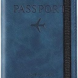 Passport Holder Travel Wallet Organiser, Passport Case with PU Leather Travel Document Holder for Men & Women (Dark Blue)-image-57