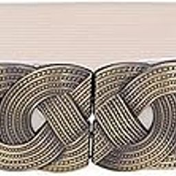 Women White Stretchable Strap Antique Gold Buckle Belt-image-32