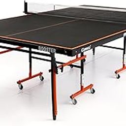 GYMNCO New Booster Table Tennis Table With Levellers Top 19 Mm (TT Table Cover + 2 TT Racket & Balls) (Black)-image-71