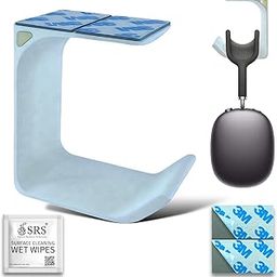 SRS® Headphone Stand Holder | Under Desk Hook & Cable Organizer | Stick-On Adhesive | Superior-Grade ABS | Includes Surface Cleaning Wipes for Easy Setup & Organization (White, Pack of 1)-image-45