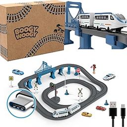 BOOGYWOOGY Vande Bharat Express Toy Train Set | 77-Piece Battery-Operated Indian Railway Set with DIY Magnetic Tracks | Educational City Train Set for Kids 3, Multicolor-31