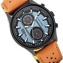 Men Fastfit Quartz Analog with Day and Date Blue Dial Leather Strap Watch for Guys-NS3224NL02/NT3224NL02-5