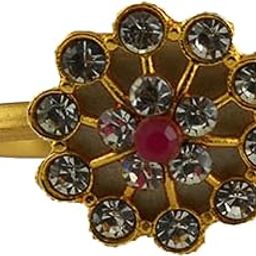 Women's Regular Fit Solid Multi Stone Stud- Platted Brass Ring (Multicolor) (rin216)-image-18