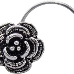 925 Sterling Silver Rose Shape Oxidised Nose Pin Wire For Women and Girls-image-99