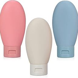 pristu 3pcs 60ml Travel Bottles for Toiletries Refillable Plastic Travel Containers Dispenser with Lid Small Leak Proof Empty Squeeze Bottles Kit for Toiletries, Cream, Shampoo, Lotion-7
