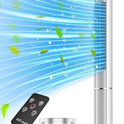 hifresh 110CM Tower Fan with Touch LED Screen Panel and Remote Control, 3 Speeds& 3 Modes, 1-7H Timer, High Performance Bladeless Technology, Quiet Operation, 65° Oscillation Cover Room Area up to 9㎡-image-60