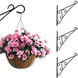 14 Inch Designer V Shape Bracket for Hanging Baskets and Bird Feeders & Wind Chimes, Decorative Straight Plant Hanger. Multiuse Hanger (Color: Black, Set of 6 Pcs)-image-32