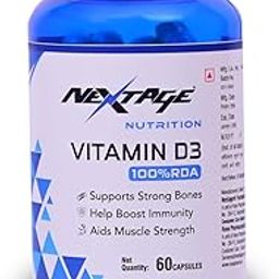 Nextage Nutrition Vitamin D3 100% RDA Capsules – Bone Strength, Immunity & Muscle Support (60 Veg Capsules)-76