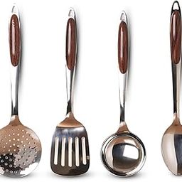 The Indus Valley Stainless Steel Ladle/Spoon/Slotted Turner/Skimmer - Set of 4 | Cooking Utensils| Kitchen, Serving Tools | No Harmful Polish-image-24
