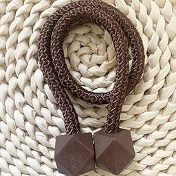 RAMCHA Hexa Polyester and Magnet Curtain Drapery Holdbacks Binding Tie Band Tiebacks for Living Room Decoration (Medium, Dark Brown), Set of 2 Pieces-image-6