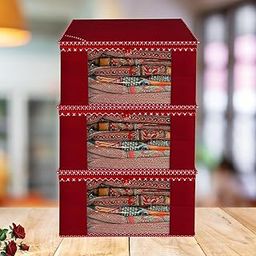 ANKIT INTERNATIONAL Organizer For Wardrobe (Pack Of 3) Storage Organizer For Saree | Shirts | Salwar Suit | Lehenga - Dress Organizer For Wardrobe - Saree Covers With Zip (MSC5551)-image-14