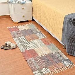 HOMADORN Handmade Sustainable Printed Modern Dhurrie/Rugs/Carpet Upcycled from Fabric for Living Room/Bedside Runner for Enhanced Décor (2 feet x 5 feet)-image-25
