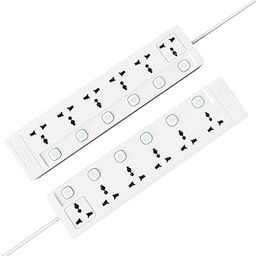 Cablet 240 Volts 6 Way Extension Board - 6 Universal Socket + 6 Switch, 10A and 2500W - 1.8m Heavy Duty Cable - White, Medium (Cablet 6060-18)-14