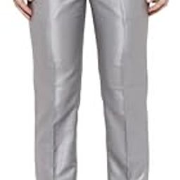 Men Silver Slim Fit Solid Formal Trousers-image-34