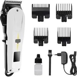 Quicknik Hair Clippers Professional Cordless for Men T-Blade Trimmer Nose Hair Trimmer Set, Trimmer Beard Kits, Men's Grooming Set with LCD Display, Electric Shavers Razor for Barber, White-image-93
