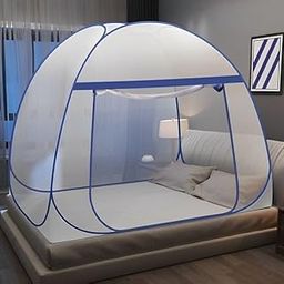 Polyester Adults Washable Foldable Double Bed with Free Saviours Mosquito Net (White, Tent)-image-1